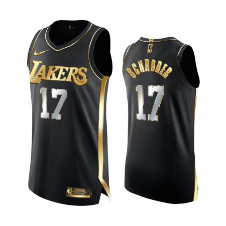 Camiseta Hombre Los Angeles Lakers Dennis Schroder 17 2020-21 Negro Golden Edition Swingman